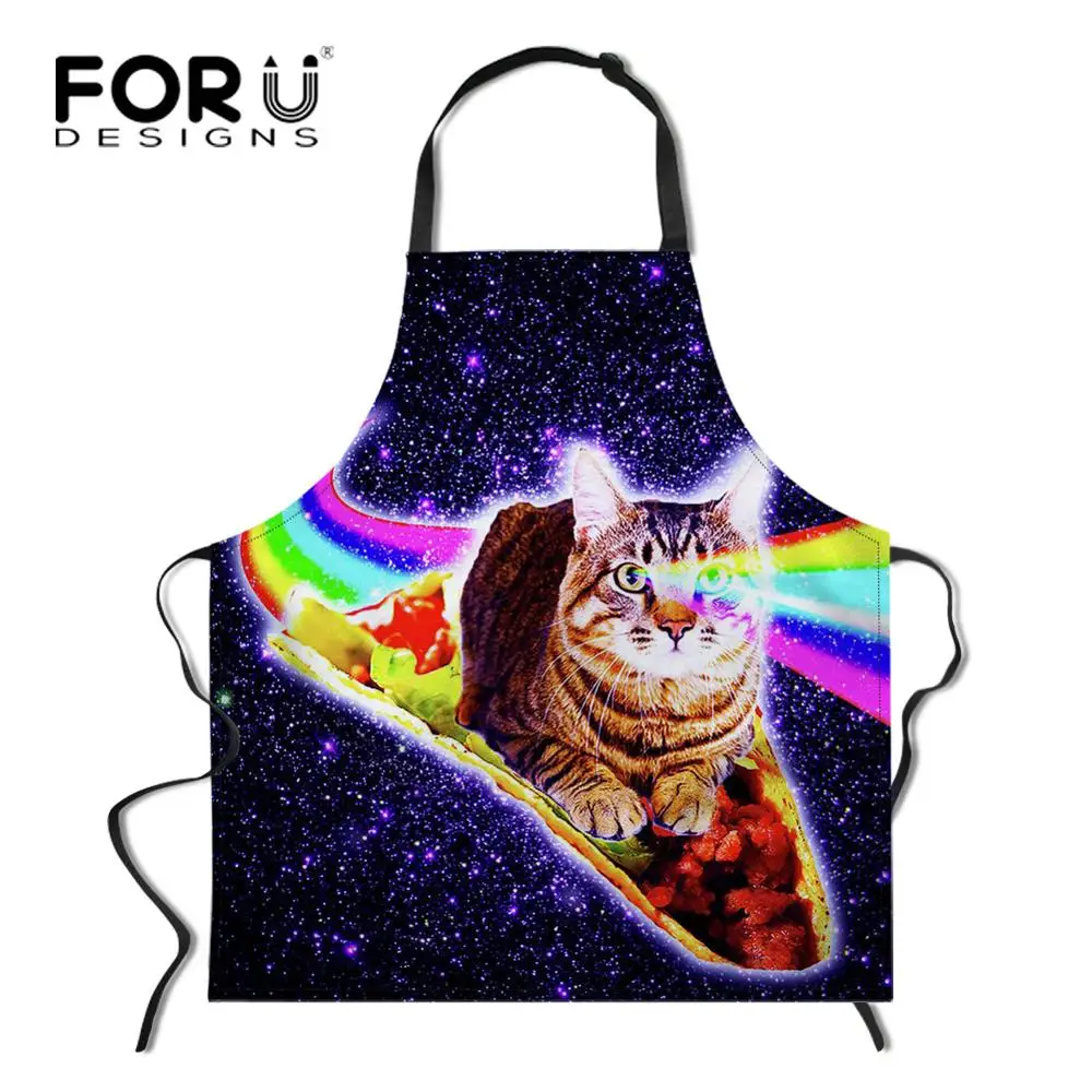 YY0746R FORUDESIGNS/Космический Galaxy Cat кухонный фартук в стиле унисекс Регулируемый поварский фартук без рукавов для приготовления барбекю - Цвет: YY0746R