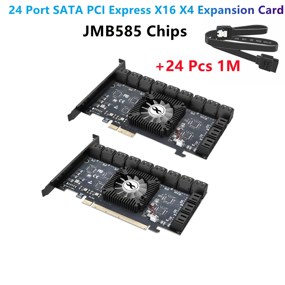

Совершенно новый 20-портовый контроллер SATA PCI Express X16 X4, SATA к PCI-E, расширенная карта PCIE SATA3 6 Гбит/с, переходник JMB585 для майнинга