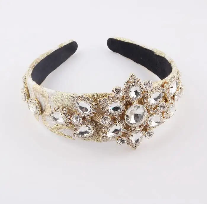 

New Baroque exaggerated diamond-studded flower bride hairbands ladies prom street shooting gift hair accessories