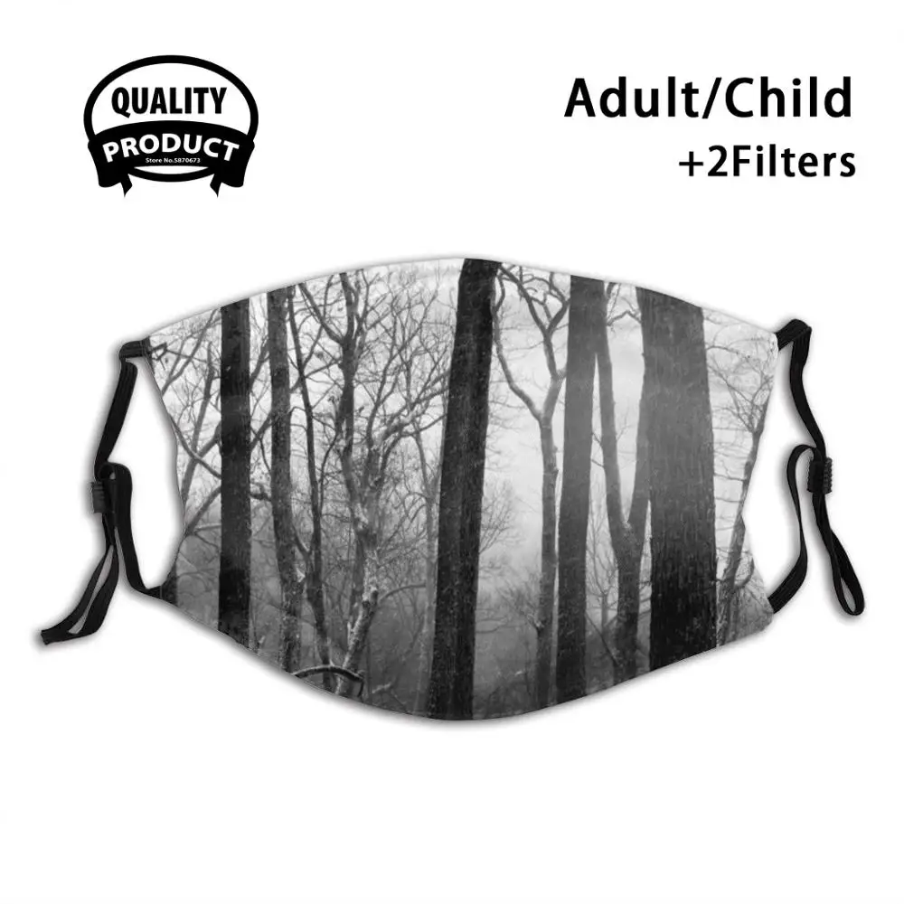 

Winter Trees Face Mask Anti Dust Filter Men Women Kids Girl Boy Teens Mouth Masks Winter Snow Black And White Outside Trees