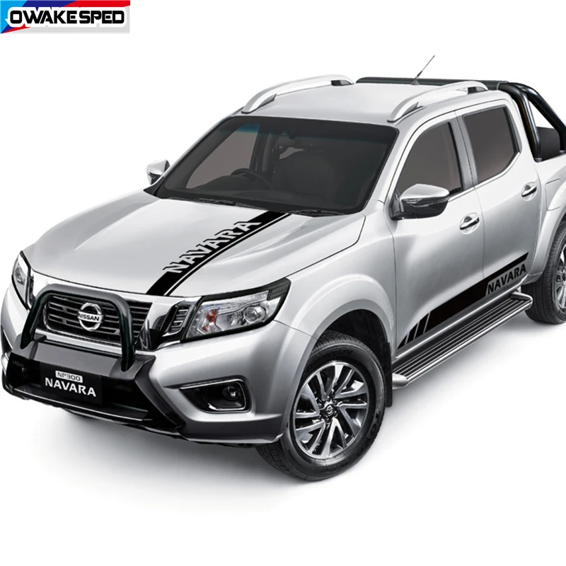 

For Nissan NAVARA Car Hood Both Side Skirt Sticker Auto Engine Cover Decor Decal Auto Body Film Pickup Trunk OFF ROAD Stripes
