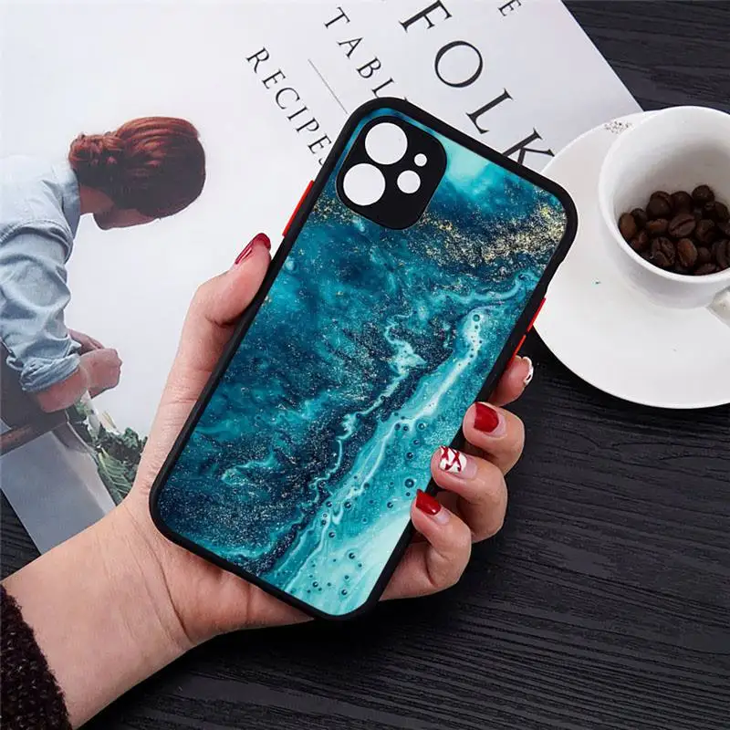 

Laser Gradient Marble Phone Cases Matte Transparent for iPhone 7 8 11 12 s mini pro X XS XR MAX Plus cover funda