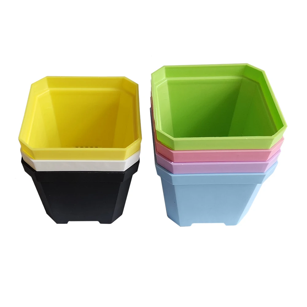 

NEW 14 Pcs Plastic Thicken Square Flower Pots Home Garden Office Succulent Plant Pot Candy Color Greenhouse Nursery Pots