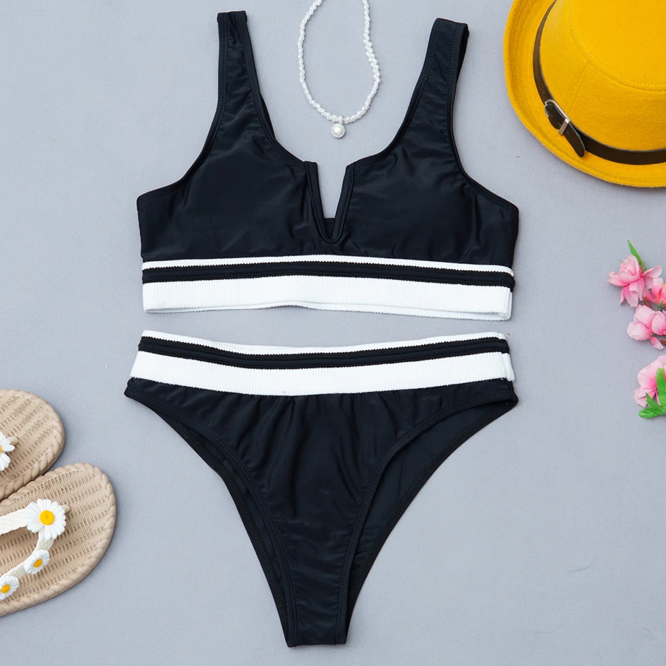 

High Waist Bikini 2021 Swimsuit Women Swimwear Female Push up Bikini Set 2 Piece Sports Rib Brazilian Swimming for Bathing Suit