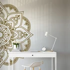 Большая виниловая наклейка на стену с мандалой, сферы, наклейка на стену пополам, декор для медитации, Йога, настенное искусство, богемный стиль E712