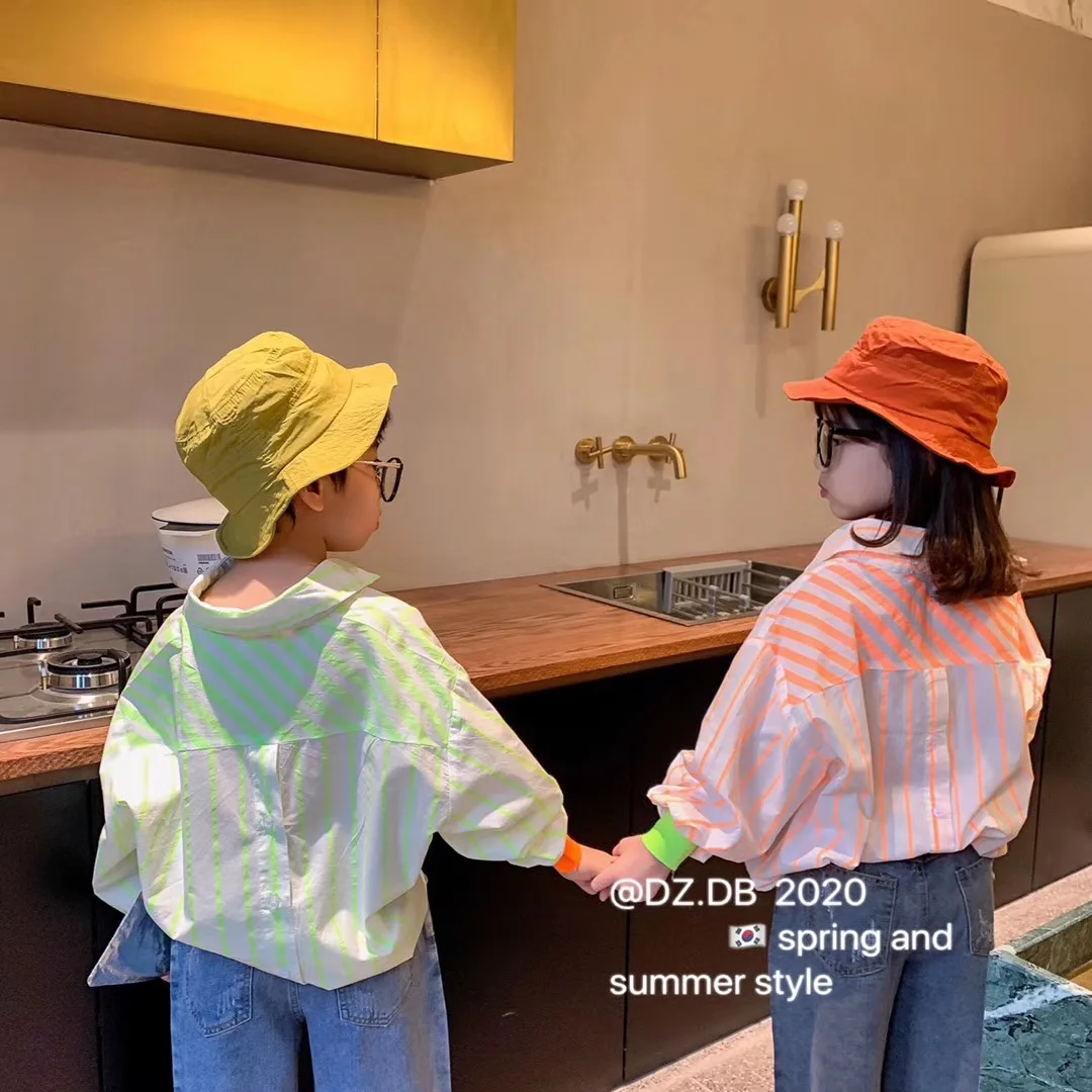 Детская одежда Новинка Весна 2020 рубашка детская полосатая для мальчиков и