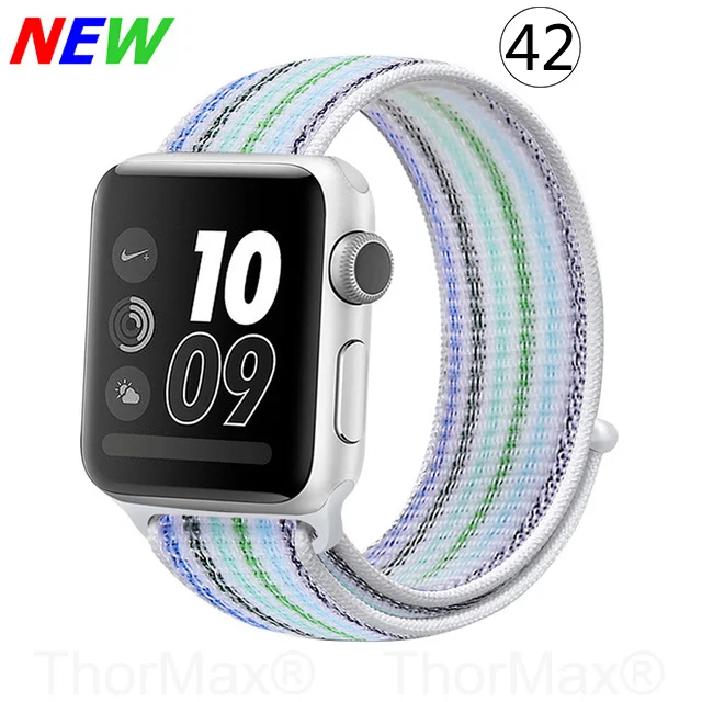 Ремешок для часов Apple Watch 4 серии 5 4 3 мягкий легкий дышащий нейлоновый спортивный ремешок 38 мм 42 мм 40 мм 44 мм Ремешки для наручных часов - Цвет ремешка: 42-Blue Streak