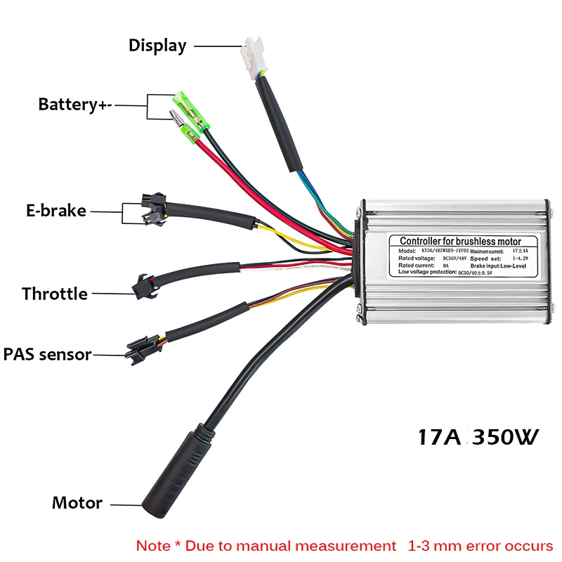 Contrôleur Vélo électrique 9 Tubes KT-17A 36V/48V 250W/350W - Connecteur étanche, Alliage D'aluminium, Pour Vélos Et Scooters
