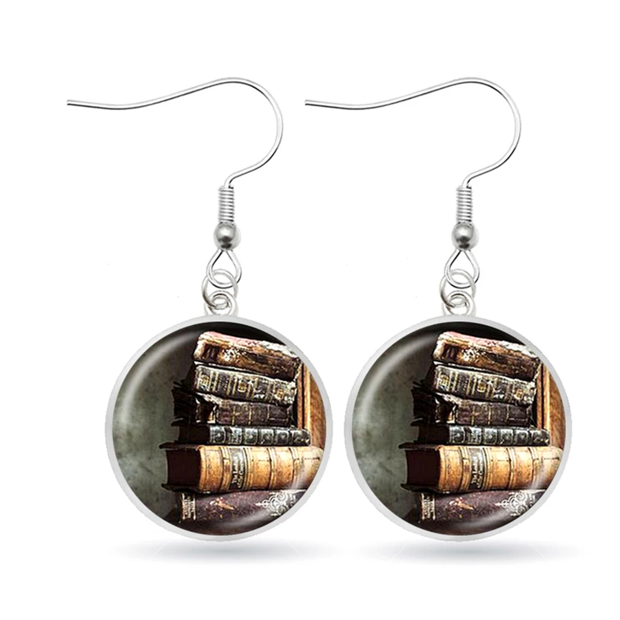 Забавные серьги в виде книжных книг винтажная книжная полка креативный принт