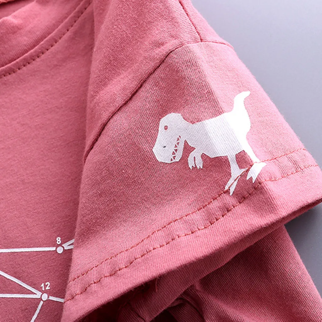 Одежда для маленьких детей мальчиков футболка с динозавром из мультфильма топы