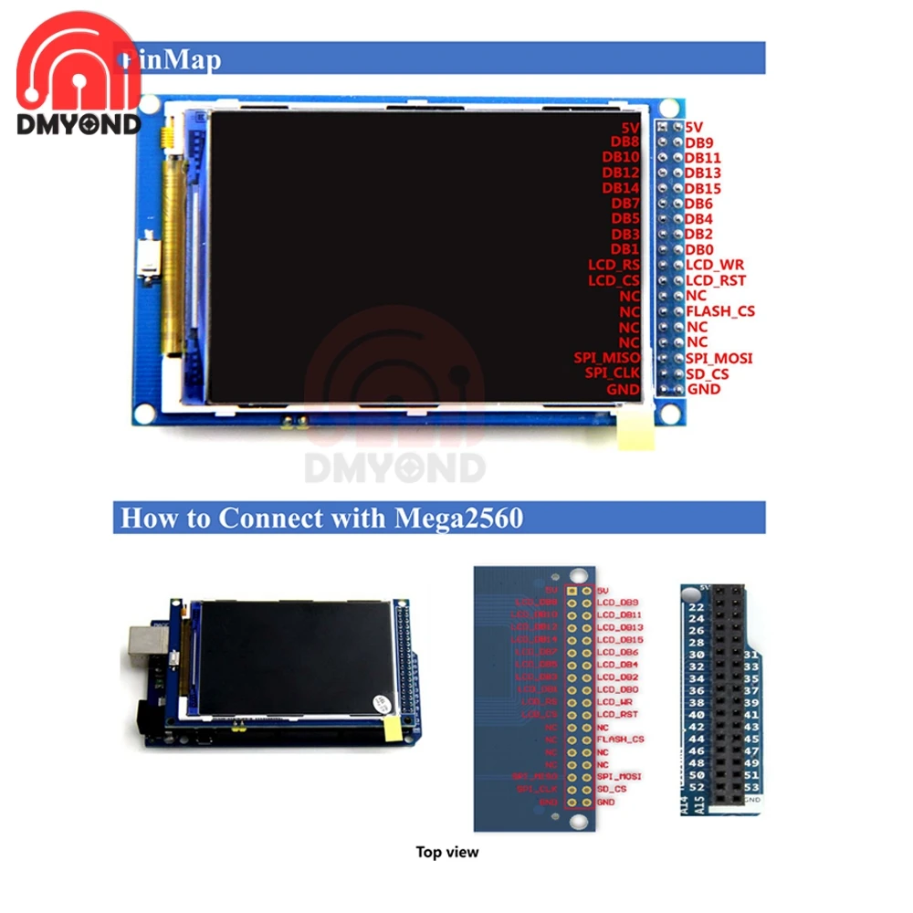 3.5 Inch TFT Color Screen Module for Arduino MEGA2560 R3 Board 3.3V/5V 3.3V MCU 480xR 320 ILI9486/ILI9488 16 Bit interface | Инструменты