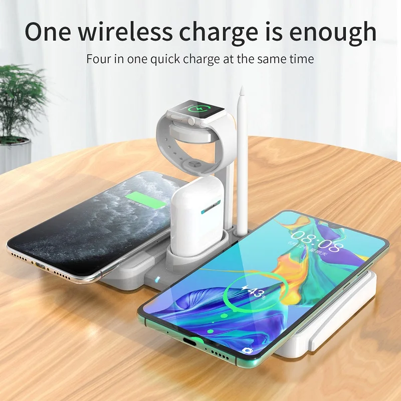 

4 in 1 Qi Wireless Chargers For Smartphones Such OPPO iPhone 13 SE Xiaomi Huawei Watch 25W Fast Charging Holder for Apple Watch