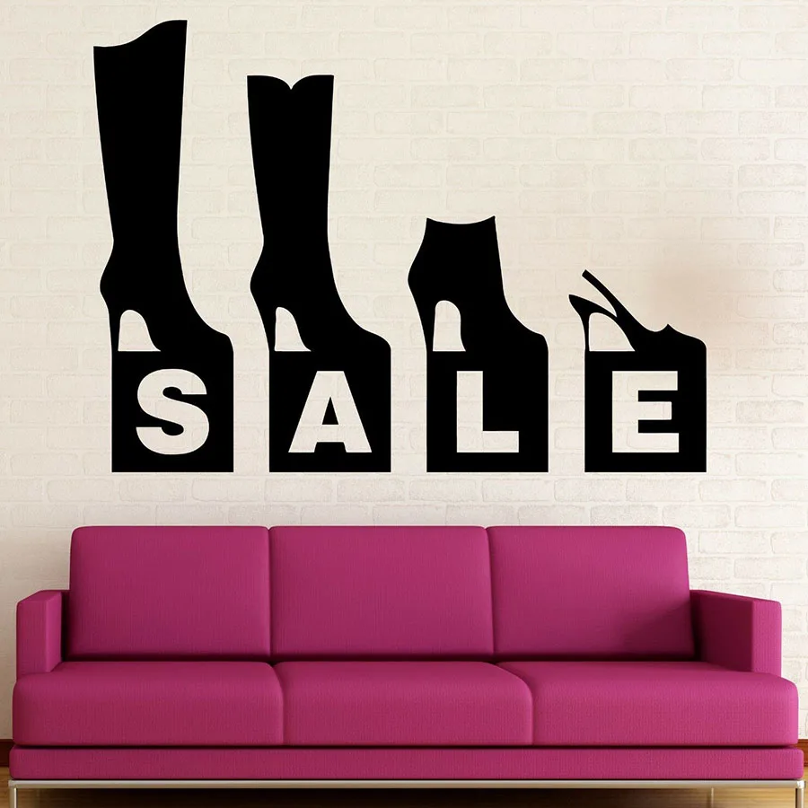 Обувной магазин Наклейка на стену распродажа шоппинг Мода Виниловая наклейка