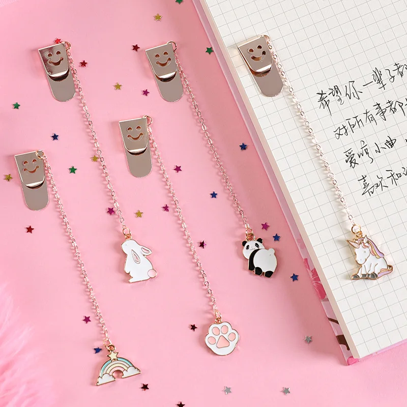 

Cartoon Metal Pendant Bookmark Small Fresh and Cute Pendant Pendant Student Folder Page Bookmark Korea Stationery Creative Anime