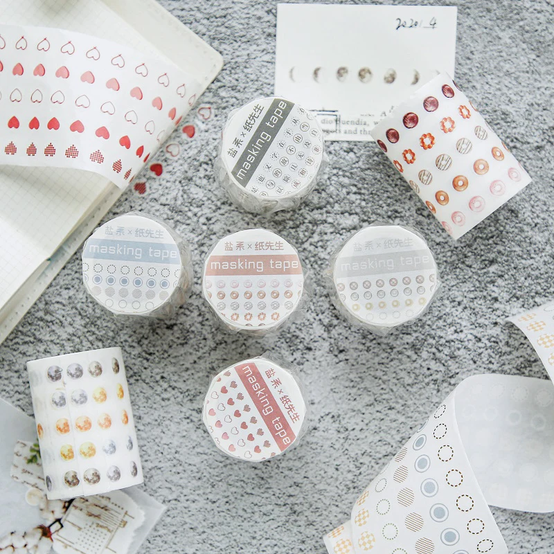 

6PCS/LOT basic dot series simple salt system decorative paper masking washi tape