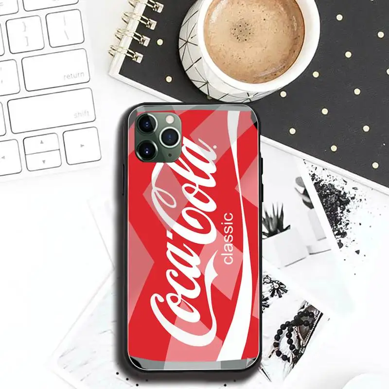 Чехол для телефона Drink cola из закаленного стекла iPhone 12 Pro Max Mini 11 XR XS MAX 8X7 6S 6 Plus SE 2020