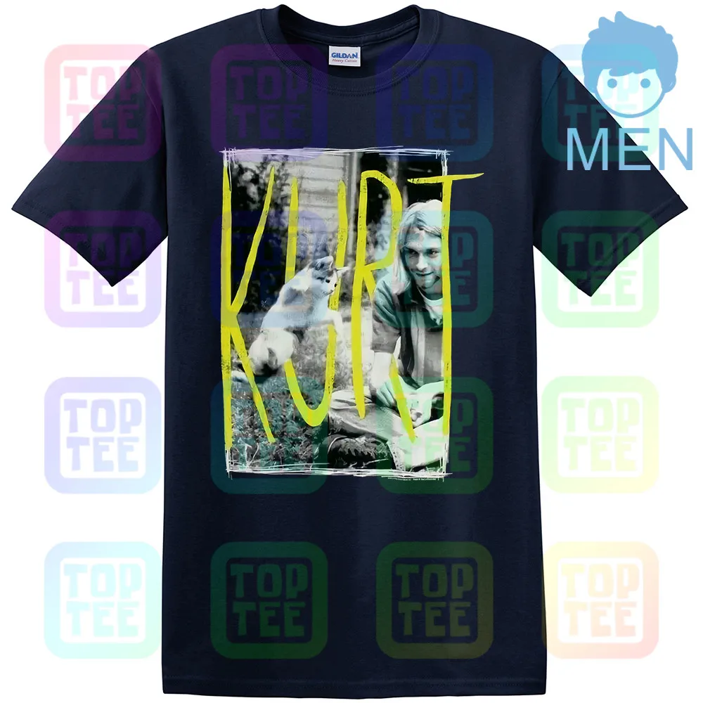 MEN-NAVY Kurt Cobain& Kitten Cat 90s Icon Nirvana черная футболка Новинка! Панк гранж(3D5 - Цвет: MEN-NAVY