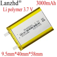5 40pcs battery 3 7v polymer lithium li po batteries for mp3 mp4 mp5 gps psp pedometer pad mid dvd pc 3000mah 9 54058mm