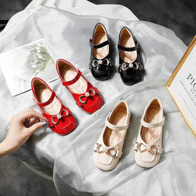 

Туфли кожаные для девочек, обувь принцессы для школьных выступлений и танцев, обувь на плоской подошве, для начинающих ходить детей, 04