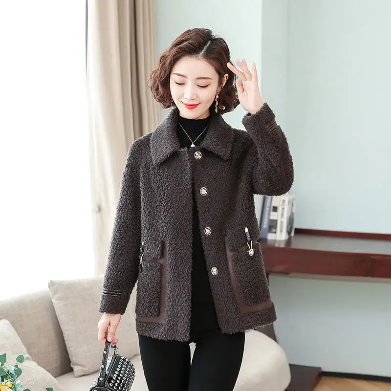 

Куртка женская из натуральной овечьей шерсти, свободная, теплая, зимняя, X579, 2021