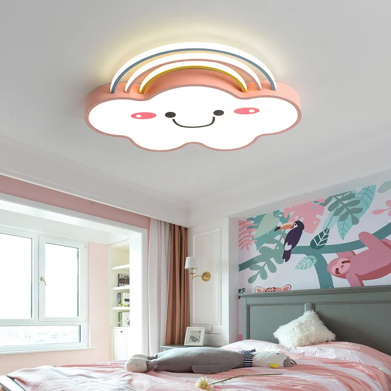 Modern Childrens Room Delightful Rainbow Cloud LED Cartoon Simple Boy And Girl Room Ceiling Lamp For Bedroom Study Living Room