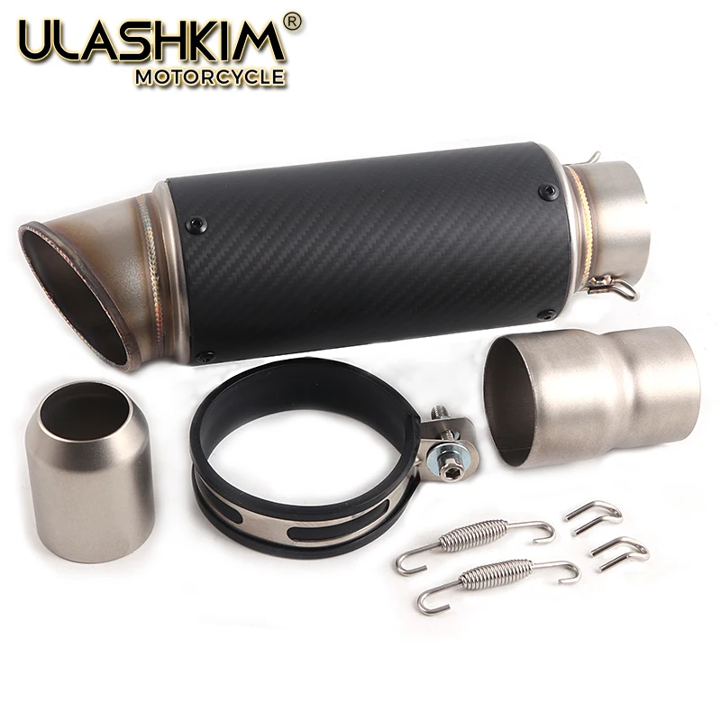 Universal GP Motorcycle Carbon Fiber Exhaust Escape Muffler Pipe Inlet 51-61mm or 61-51mm |