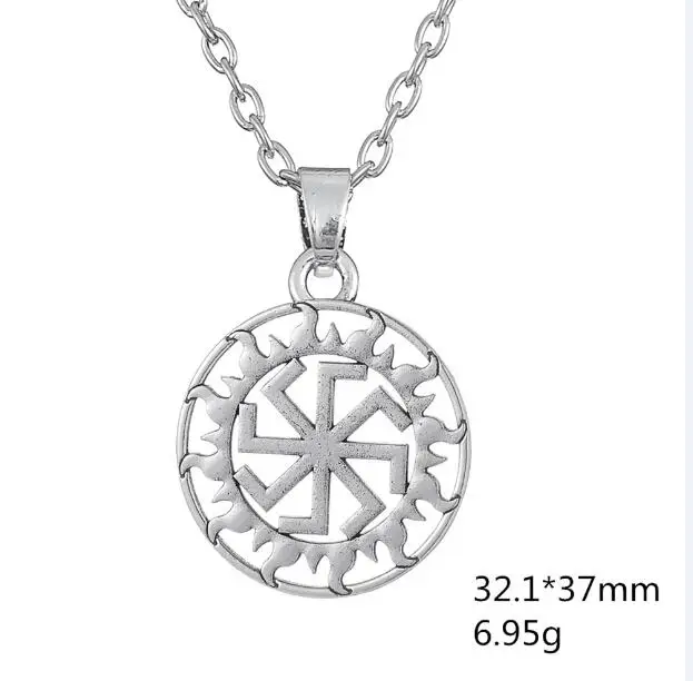 A127766-1 Dawapara славянские изделия солнечное колесо амулет символ коловрата языческие украшения Подвеска славянский оберег Цепочки и ожерелья лучший подарок воротник - Окраска металла: A127766-1