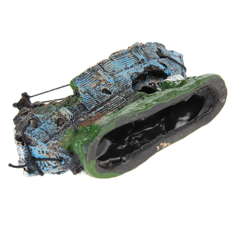 Мини аквариум утопленное крушение украшение для лодки искусственное укрытие