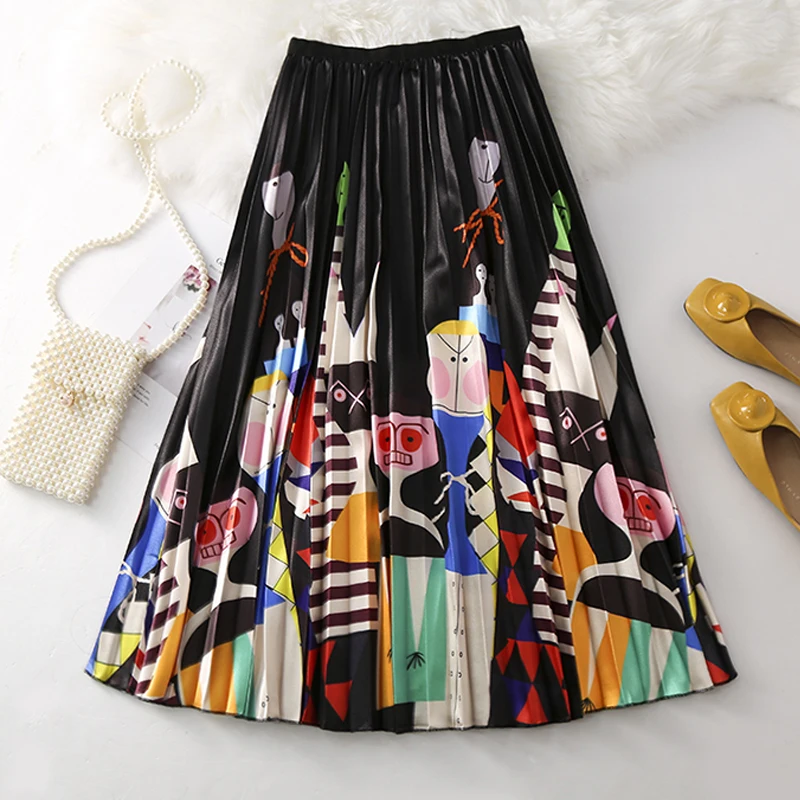 Женская длинная Плиссированная юбка средней длины с высокой талией в