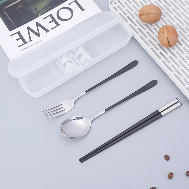 

3 шт./компл. с коробкой, портативная посуда, вилка из нержавеющей стали 304, ложка, палочки для еды, инструменты для путешествий, кемпинга, столо...