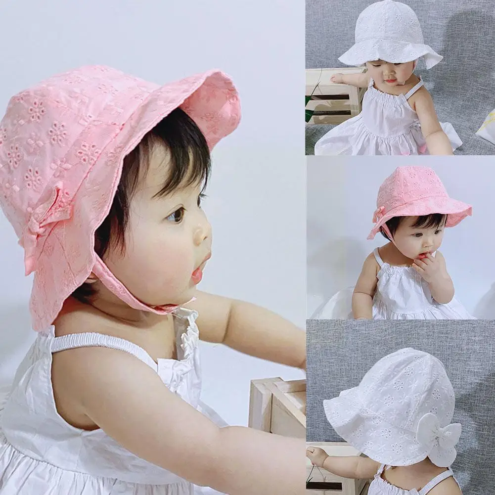 

Infant Sunshade Fisherman Hat Sunscreen Breathable Hat Bowknot Adjustable Fisherman Princess Lace Hat