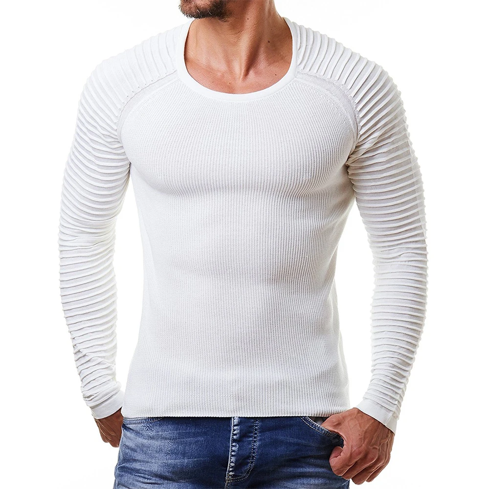 

Comfy Knitted Sweaters Autumn Winter Trip Long Sleeve Crew Neck Sweater Casual Solid Slim Fit Tee Tops Men's Clothes
