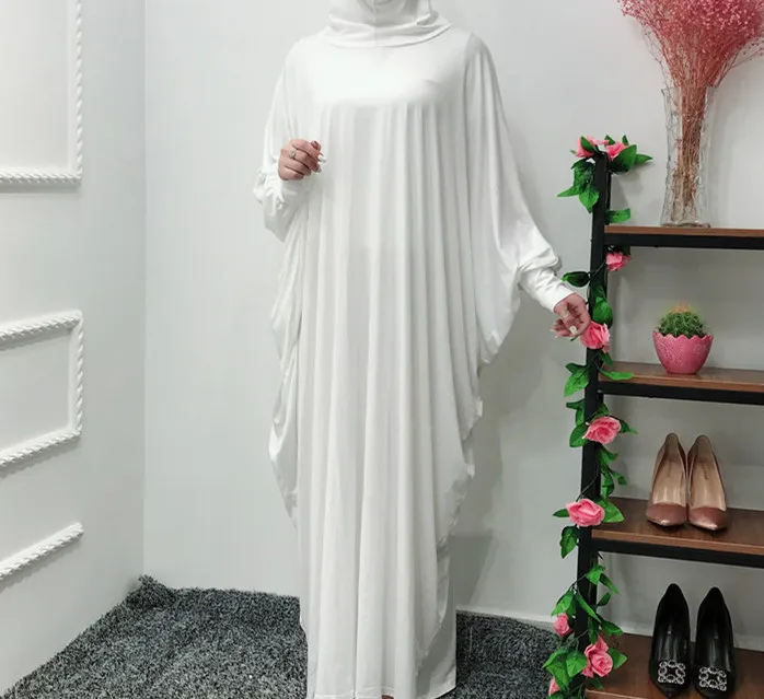 

2021 Women Prayer Garment Muslim Abaya Dress Loose Long Batwing Sleeves Dubai Saudi Turkey Islamic Clothes Jilbaab French Cape