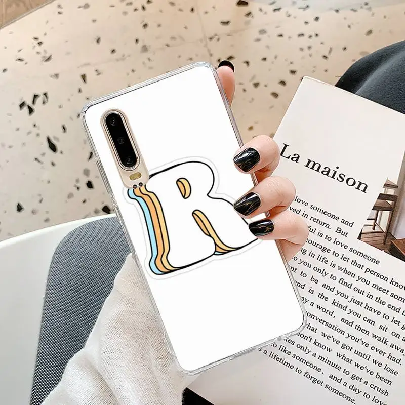 

Cute alphabet Phone Case Transparent for Samsung A71 S9 10 20 HUAWEI p30 40 honor 10i 8x xiaomi note 8 Pro 10t 11