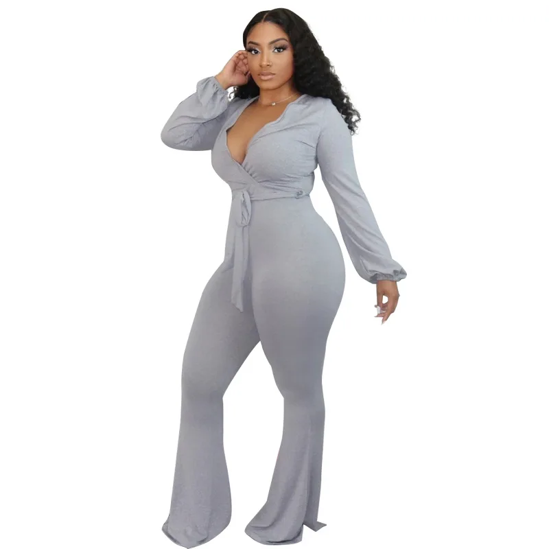 Комбинезон женский однотонный пикантный Повседневный ромпер с V-образным