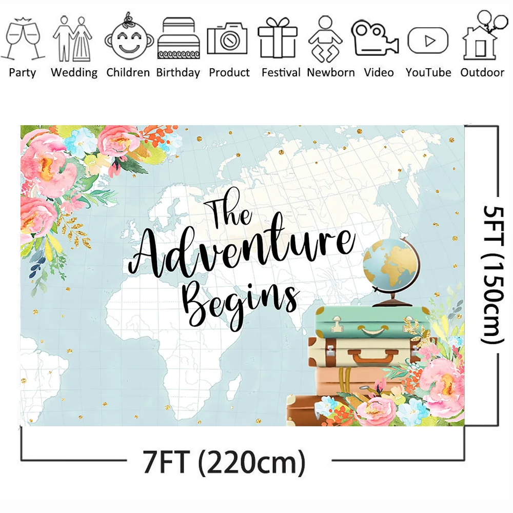 Фон Приключения для фотосъемки новорожденных малышей карта Глобус фон фотобудки