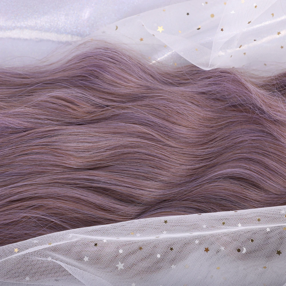 LOUIS FERRE-Peluca de cabello sintético para mujer afroamericana, cabellera artificial larga con ondas al agua y flequillo, color morado Pastel, estilo Cosplay, resistente al calor