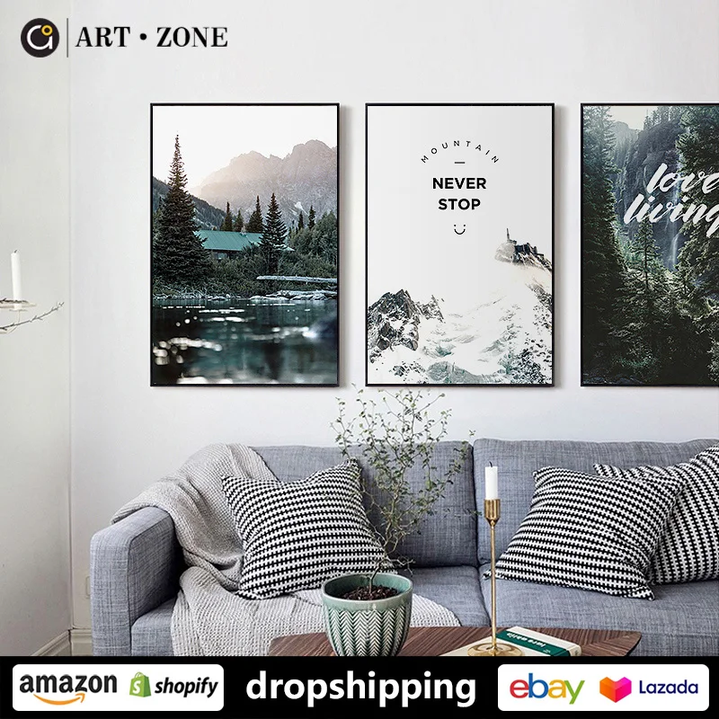 Художественная зона Северный пейзаж живопись современные растения принты