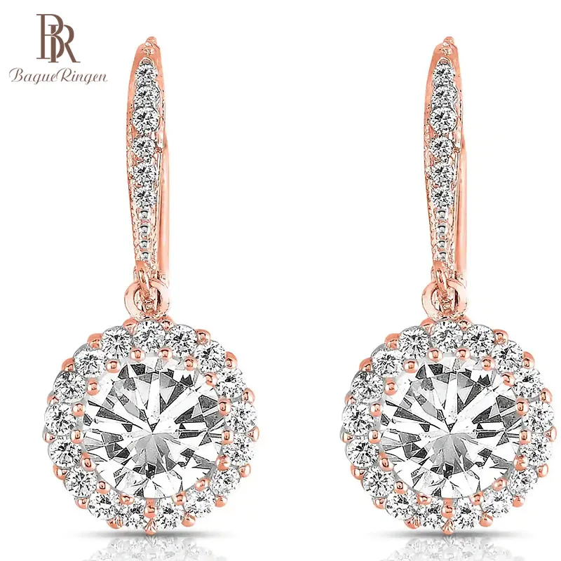 Женские серебряные серьги подвески Bague Ringen 3 цвета с бриллиантами вечерние в
