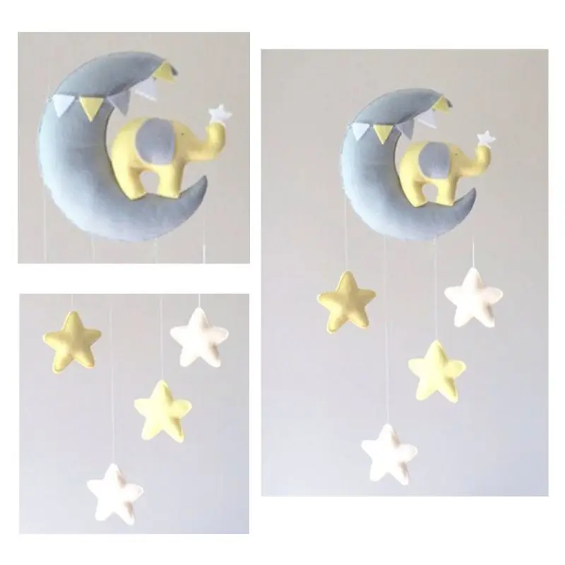

Baby Crib Non-woven Moon Stars Wind Chime Toys Room Ceiling Mobile Hanging Decor R66D