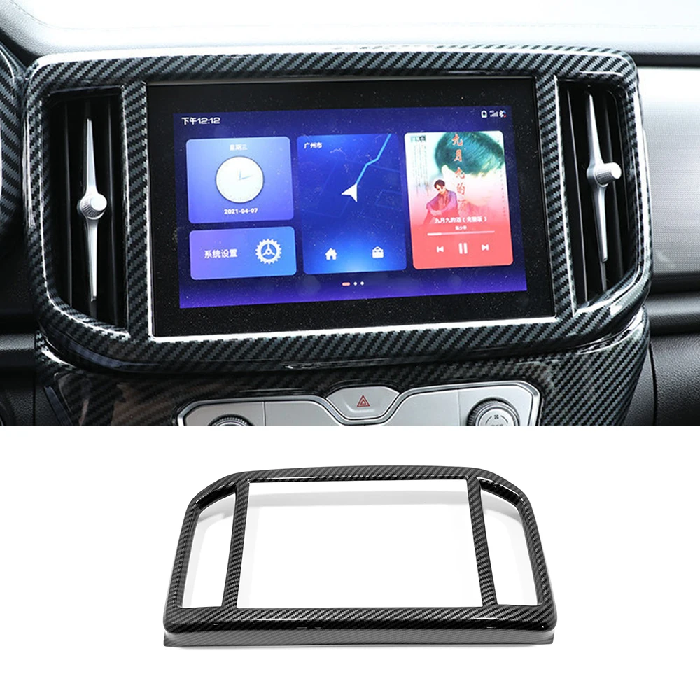 

For Great Wall Cannon Gwm Poer Ute 2021 2022 Accessories ABS Carbon fiber Car Navigation frame Air AC Vent Decor Sticker Cover