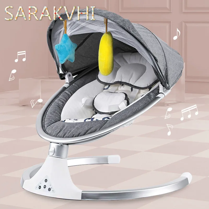 

Baby Shining Smart Electric Baby Cradle Crib Rocking Chair Baby Bouncer Newborn Calm Chair Bluetooth with Belt Remote Control