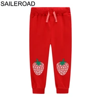 saileroad pants strawberry applique warm pants for girls 2 to 7years spring children sports pants for girls harem pants cotton