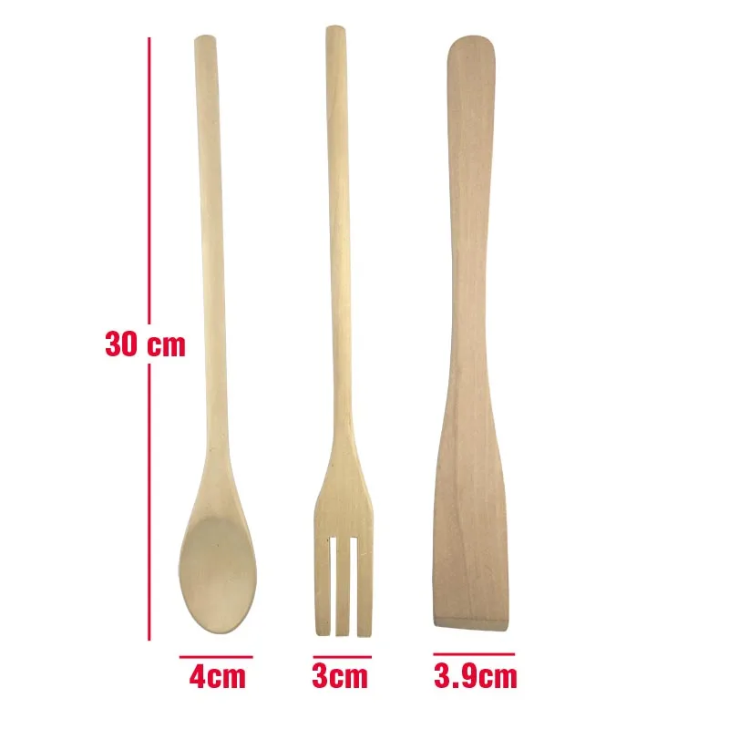 

Wooden Bamboo Kitchen Utensils Set Solid Wood Gadget Spoon Fork Turner Spatula Natural Kitchen Tools