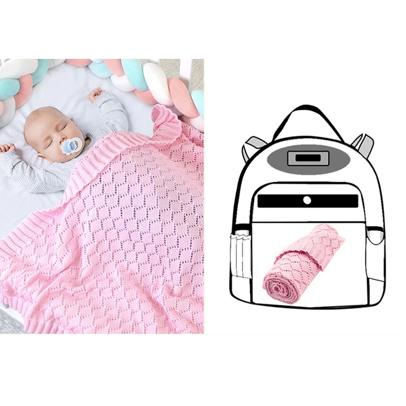 

2x Baby Blanket Knitted Cotton Stuff Newborns Swaddle Stroller Blanket Cobertor Infantil Wrap Gray & Blue