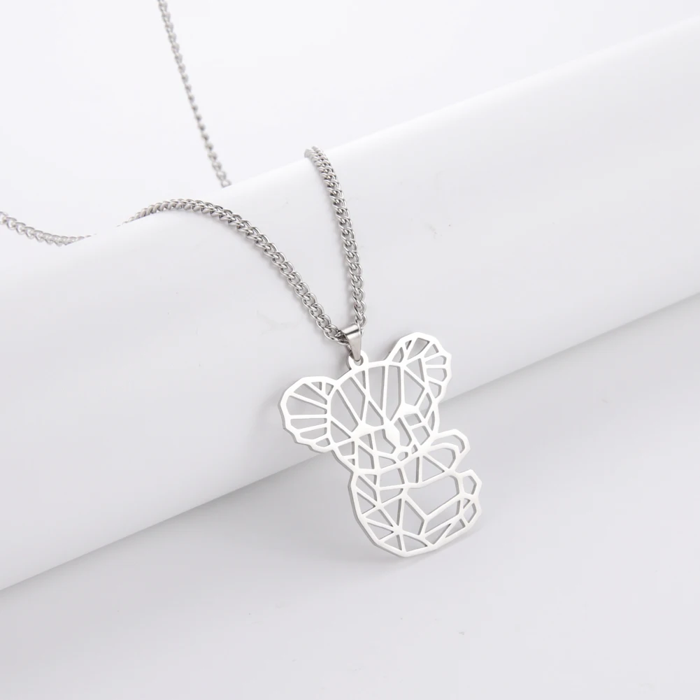 

My Shape Stainless Steel Hollowed Koala Necklaces for Women Men Cute Animal Pendant Necklace Choker Link Chain Fashion Jewelry