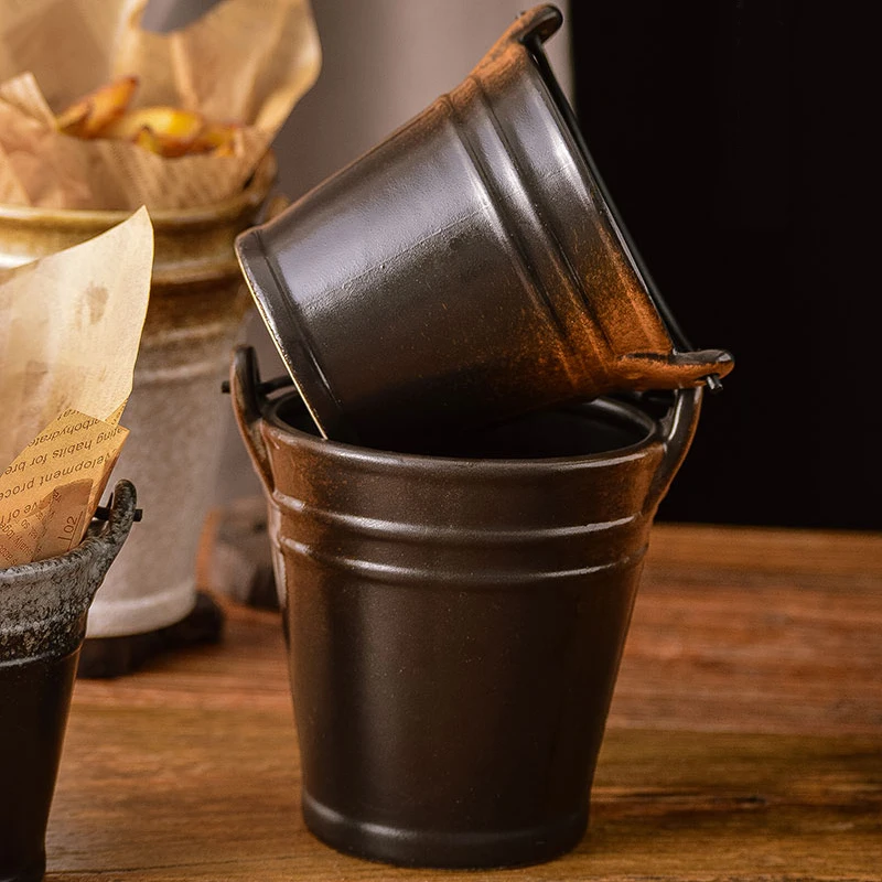 Японский Стиль Керамика ведро для попкорна мини Ведерко закусок глазурь