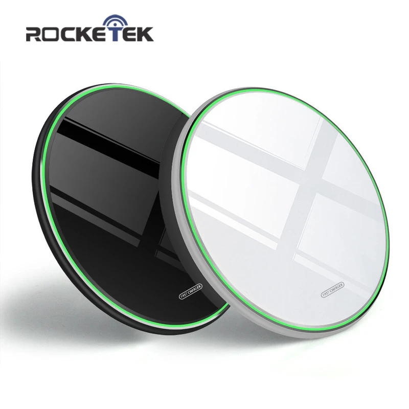 Rocketek 10 Вт Qi Беспроводное зарядное устройство для iPhone X/XS Max XR 8 Plus Видимый элемент беспроводной зарядной площадки для samsung S9 S10+ Note 10