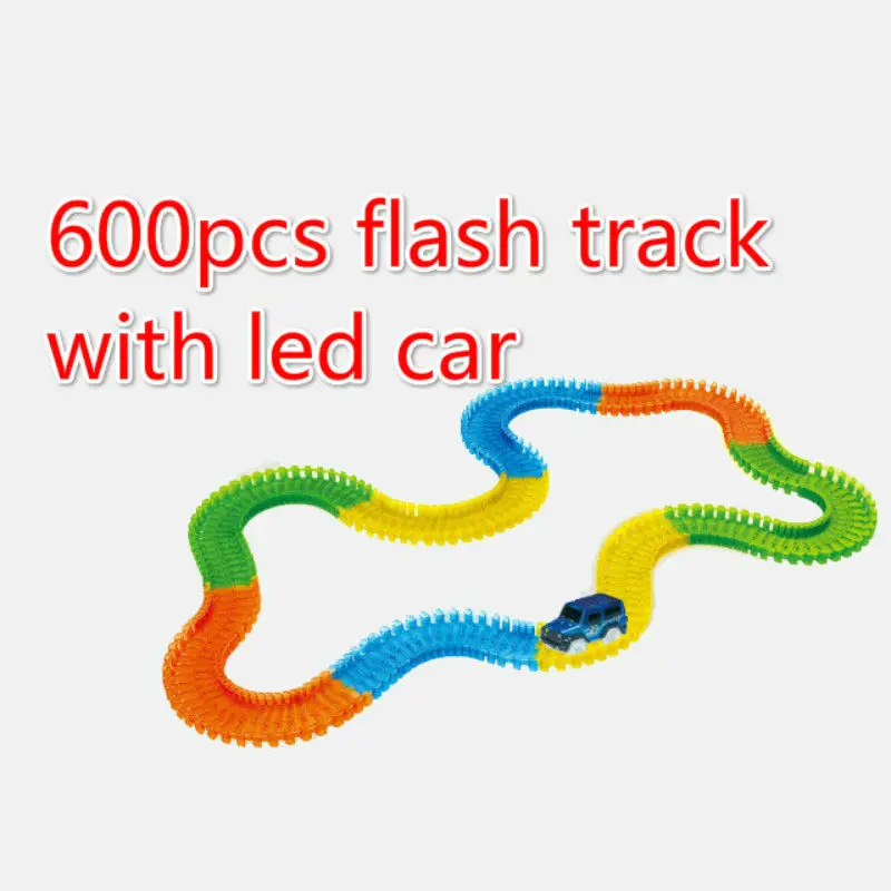 

600 pcs magic with Cars Glowing Race Track Bend Flex Electronic Rail Glow Race Track Car Toy Roller Coaster toy for kid