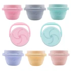 6 цветов, Пищевая силиконовая чашка для закусок, портативная коробка для хранения детского питания, детская чашка для кормления с крышкой